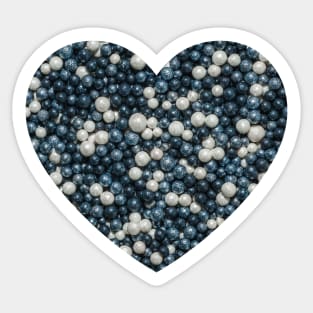 Black, White and Silver Sprinkle Spheres Candy Photograph Heart Sticker